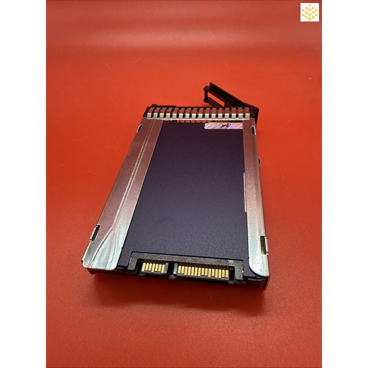 Solid-state drive (SSD) in a server hard drive tray or caddy.