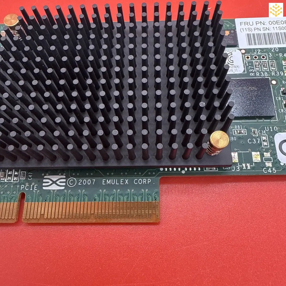 Black heatsink mounted on a computer circuit board.