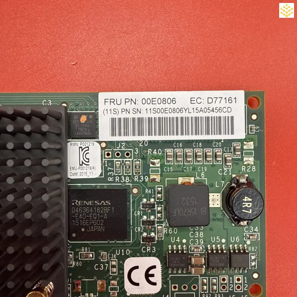 Circuit board with electronic components and visible CE certification marking.