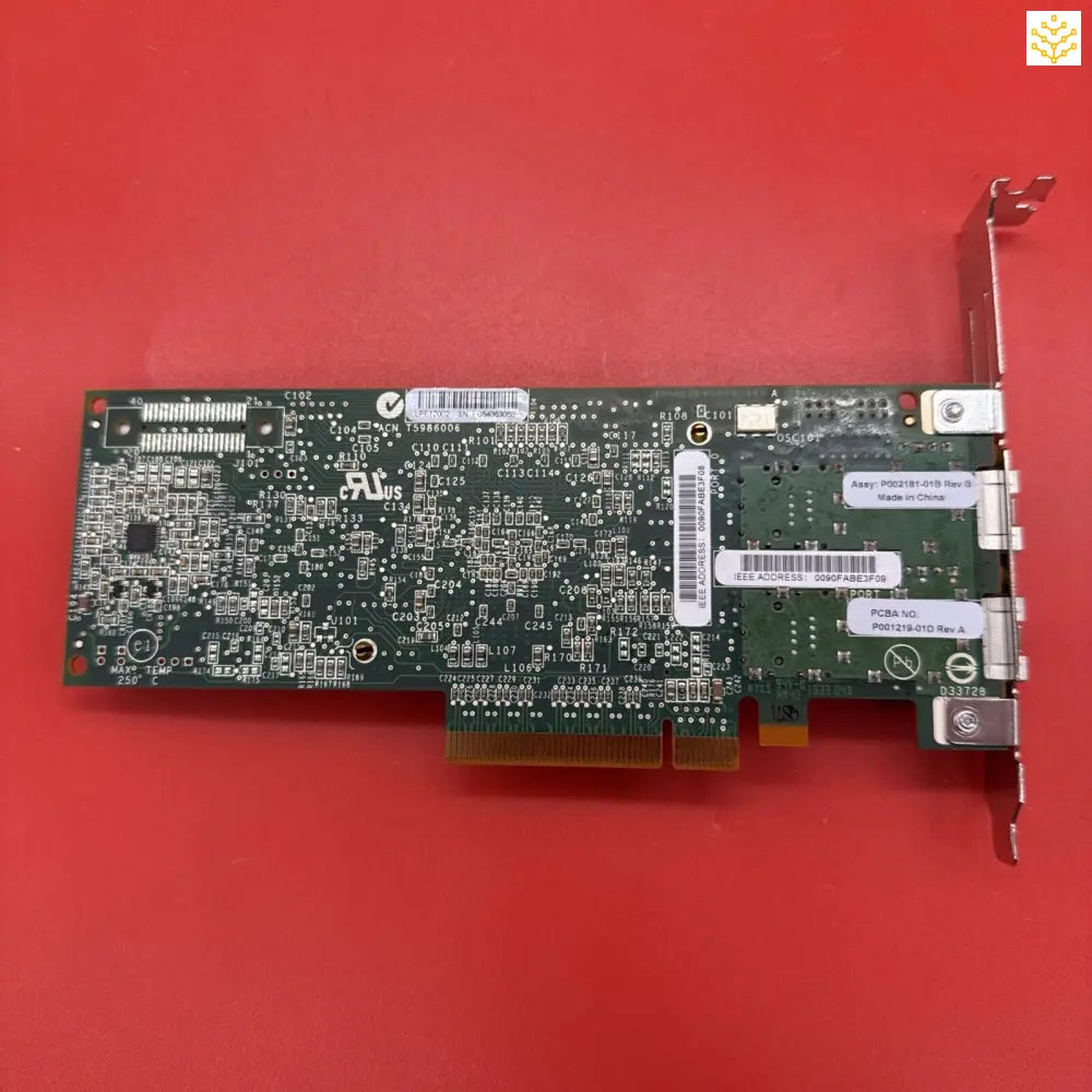 PCIe network interface card with dual ports.