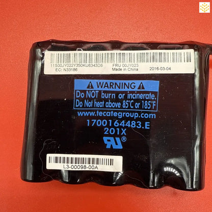 Battery pack with warning label and serial number information.