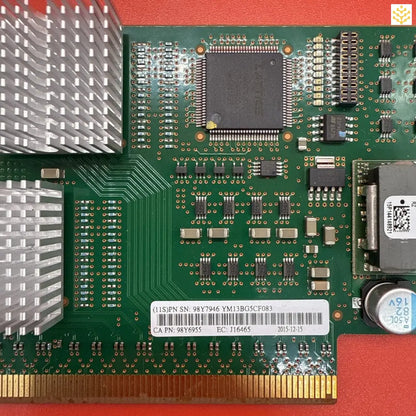 Circuit board with integrated chips, processors and electronic components mounted on a green PCB substrate.