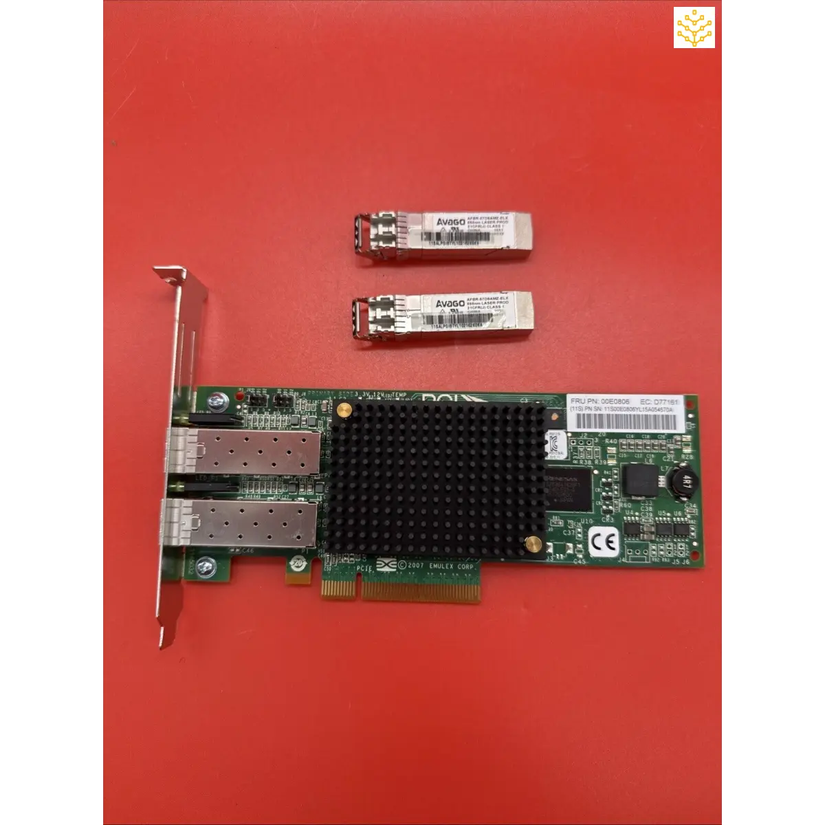 IBM Feature 577D 00E0806 8Gb 2 Port FC PCI-e Full Height HBA + SFP Transceivers - Electronics > Networking > Network