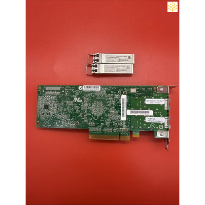 Network interface card with two SFP transceivers.