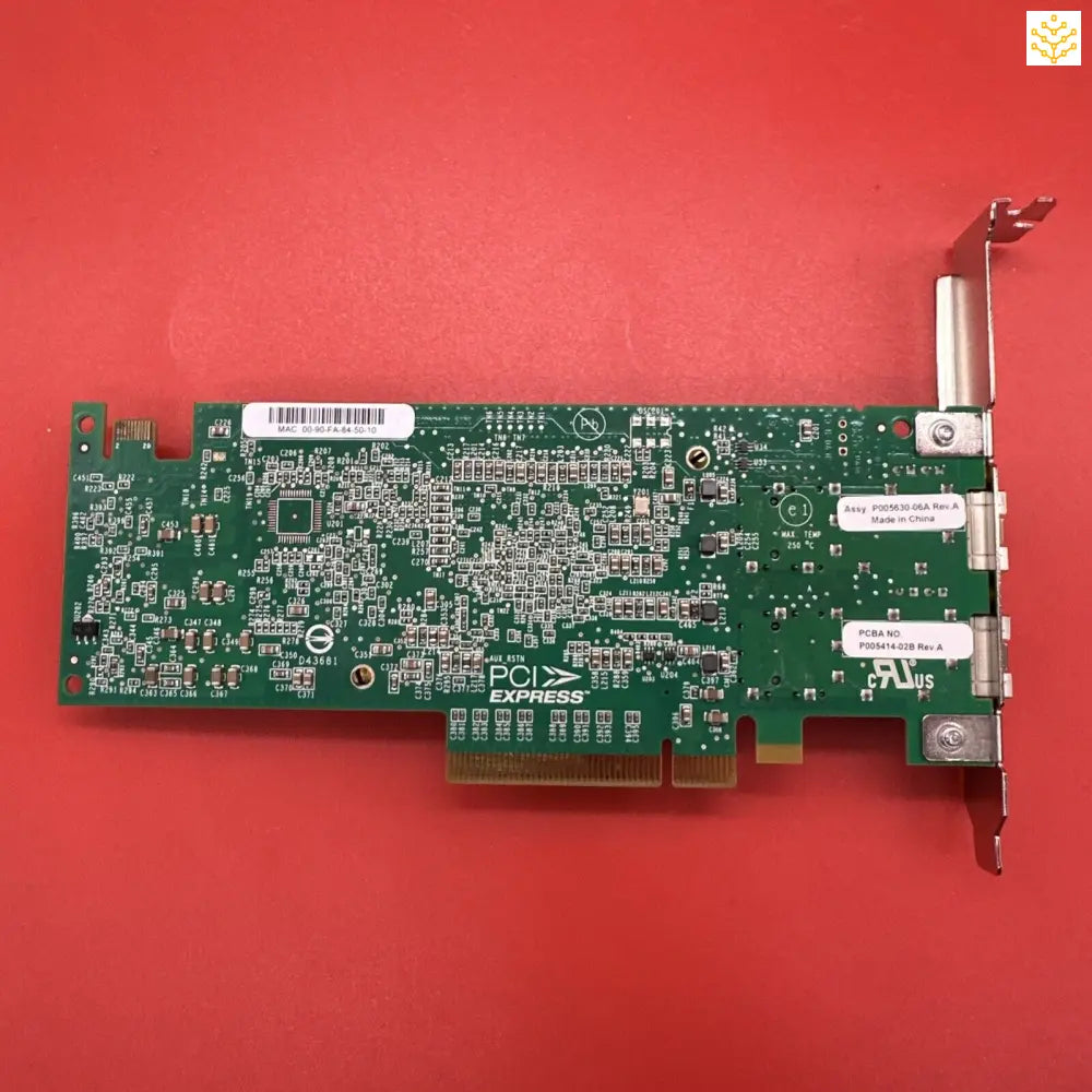 PCIe network interface card with dual ports.