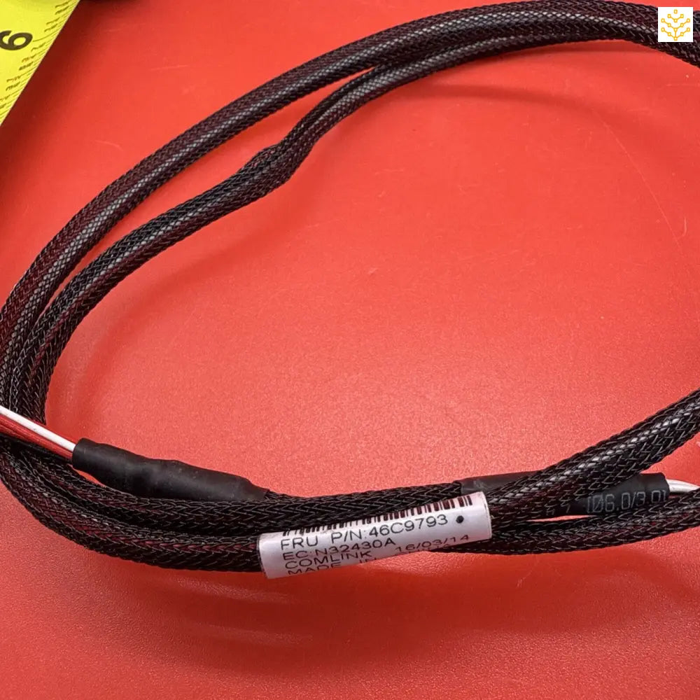 Black braided cable with metal connectors at the ends.