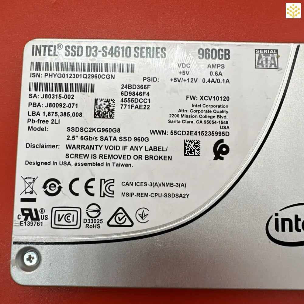 Intel SSD D3-S4610 960GB 2.5” 6Gb/s SATA SSD SSDSC2KG960G8 - Computers/Tablets & Networking:Drives Storage & Blank