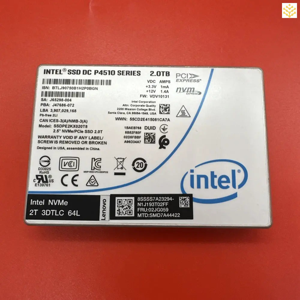 Intel SSD DC P4510 2.0TB 2TB NVMe 2.5” SSDPE2KX020T8 - Computers/Tablets & Networking:Drives Storage & Blank