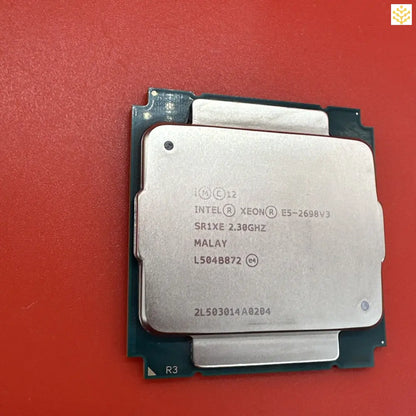 Intel Xeon processor chip with visible product details on its surface.