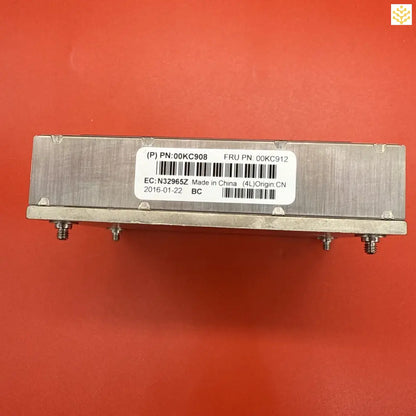 Electronic component module with mounting points and a barcode label.