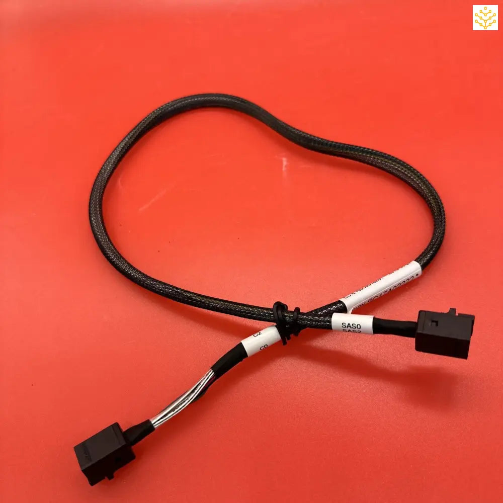 Black cable with connectors at both ends, coiled in a loop shape.