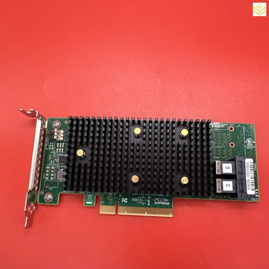 Computer network adapter card with a large heat sink.