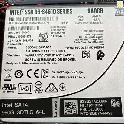 Lenovo 02JG068 SMD7A44428 960G 3DTLC SATA SSDSC2KG960G8 2.5 SSD In Tray - Computers/Tablets & Networking:Drives Storage