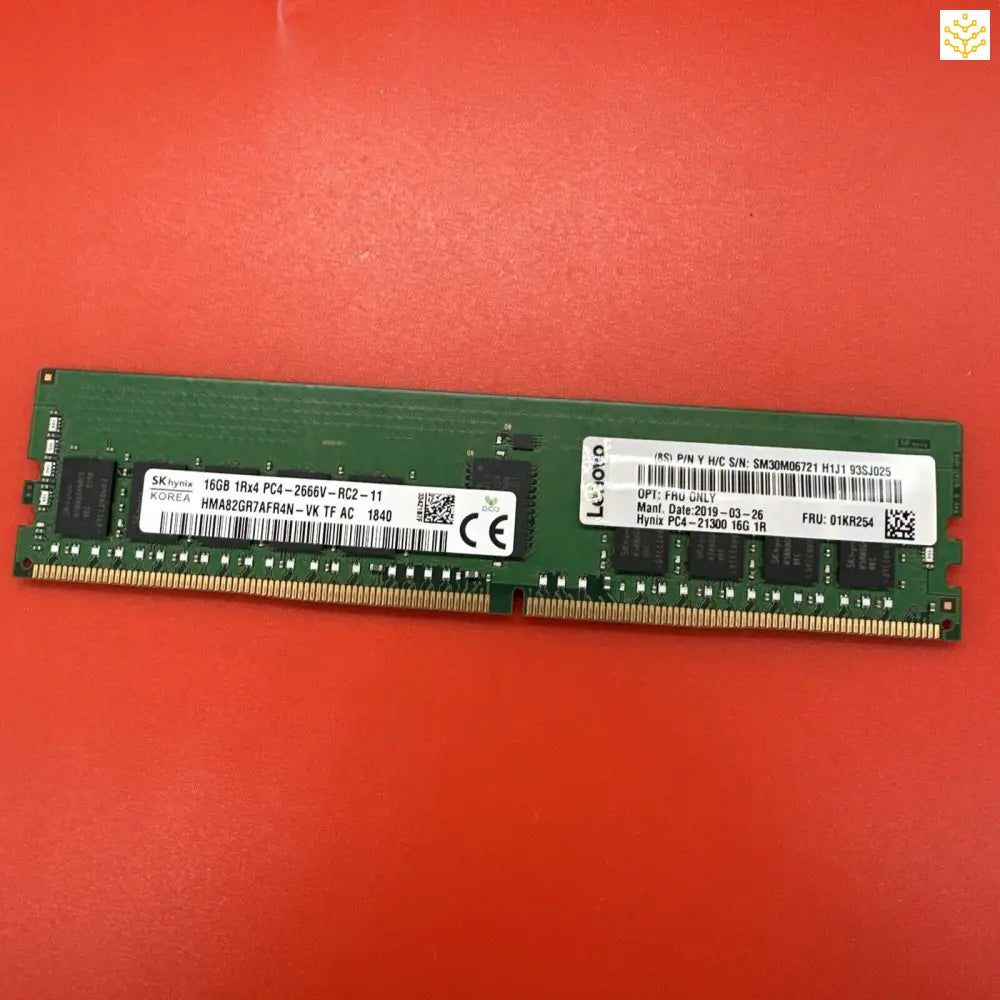 Lenovo 16GB 1Rx4 PC4 - 2666v HMA82GR7AFR4N - VK FRU 01KR254 Server Memory - GIGDATA