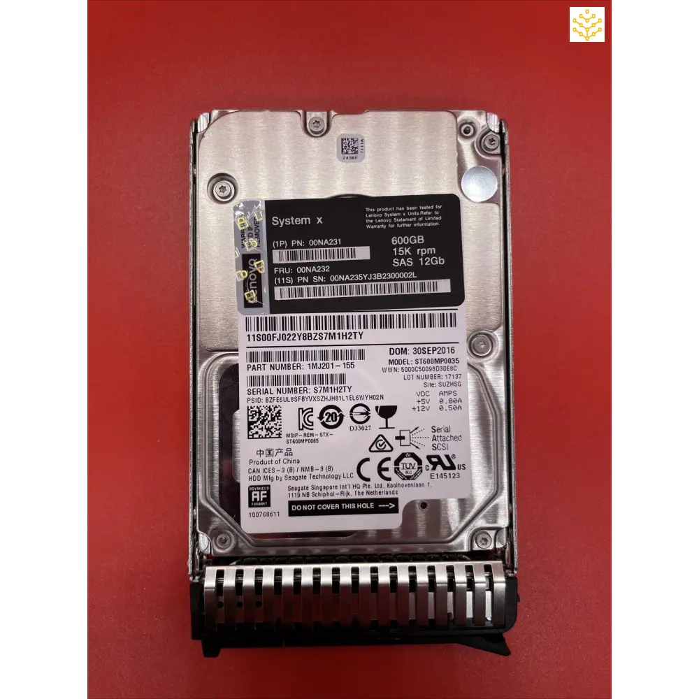 Lenovo 600G 15K 2.5 in Tray 00NA232 00NA231 - Computers/Tablets & Networking:Drives Storage & Blank Media:Hard Drives