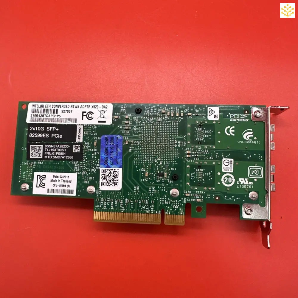 Lenovo 82599ES PCIe 2x10G SFP + 01PE854 SMD7A12888 X520-DA2 Half Height NIC - Computers/Tablets & Networking:Computer