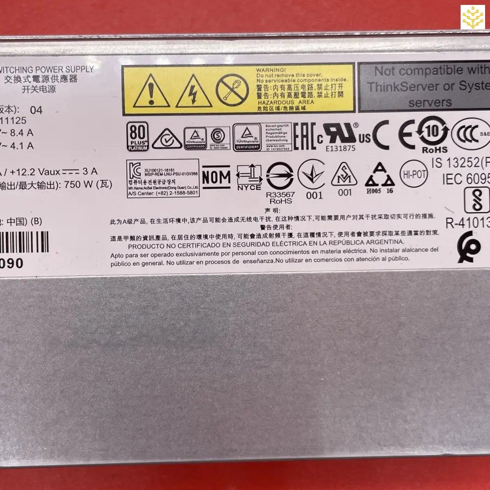 Lenovo Thinkserver 01GV266 750w Power Supply - Computers/Tablets & Networking:Enterprise Networking Servers:Server