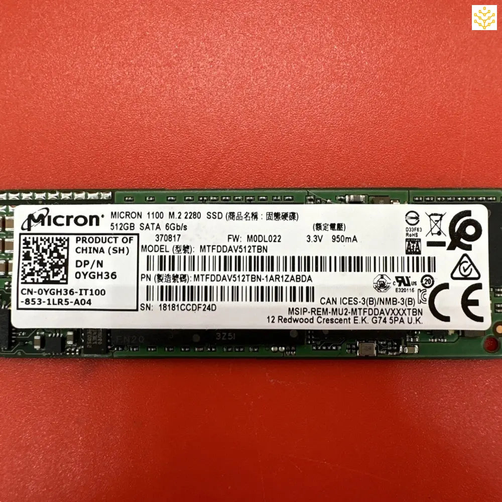 Micron 1100 M.2 2280 512GB SATA SSD 0YGH36 YGH36 MTFDDAV512TBN - Computers/Tablets & Networking:Drives Storage & Blank