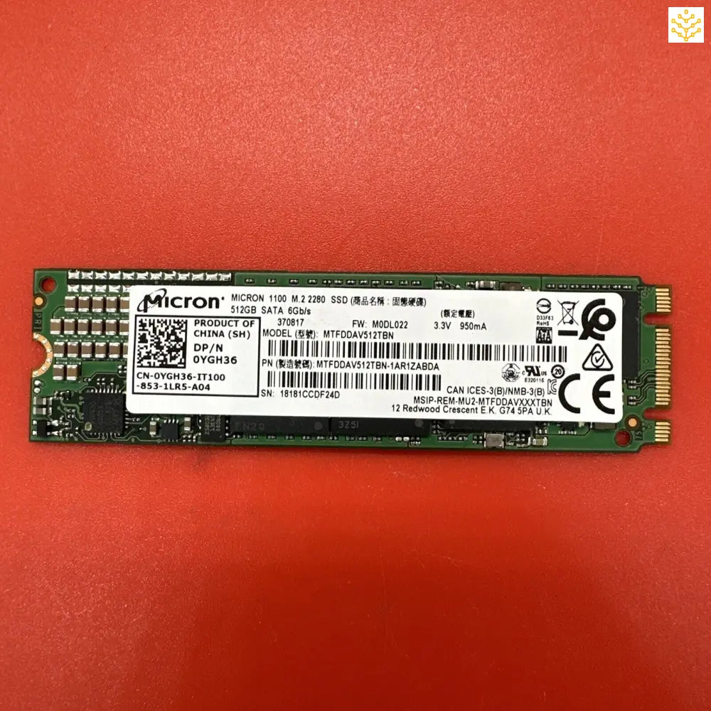 Micron 1100 M.2 2280 512GB SATA SSD 0YGH36 YGH36 MTFDDAV512TBN - Computers/Tablets & Networking:Drives Storage & Blank