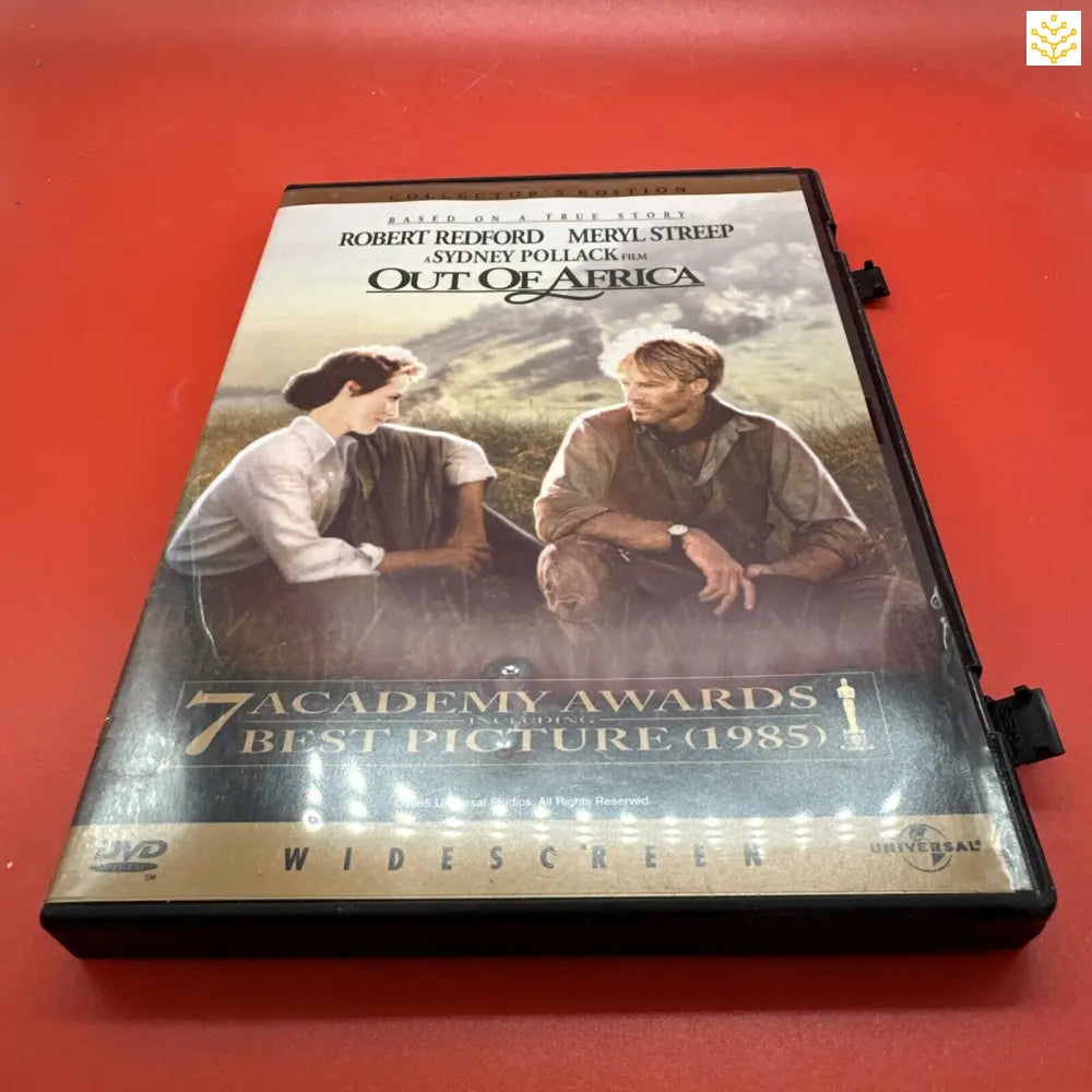 DVD case of the movie ’Out of Africa’ showing two people sitting together in a scenic landscape.