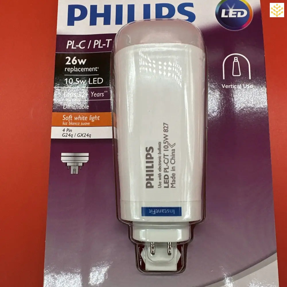 Philips PL - C / PL - T 26w 10.5w LED Soft White Dimmable 4 Pin Light Bulb - GIGDATA