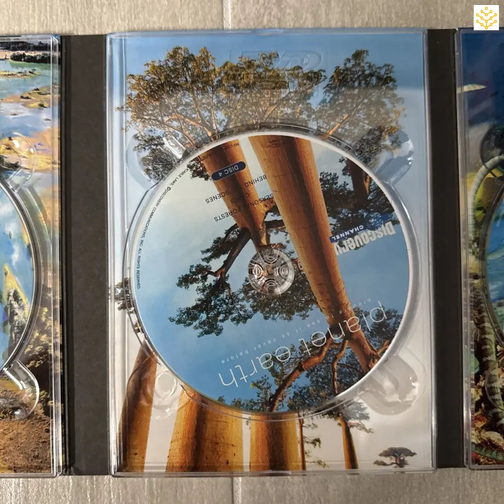 CD disc with artwork showing trees and copper-colored metallic elements.