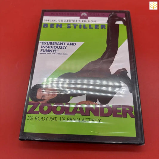 DVD case of the movie ’Zoolander’ with a green and black color scheme.