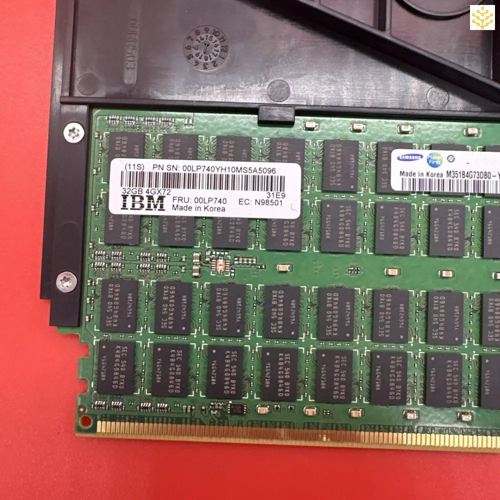 Computer RAM memory module with IBM branding.