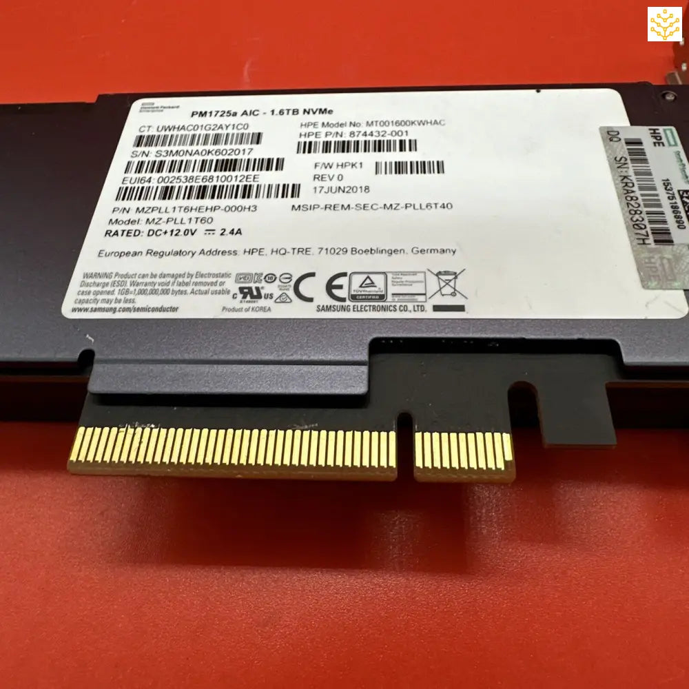 Samsung PM1725a AIC 1.6TB PCI-e NVMe FH 874432-001 MZ-PLL1T60 - 85% + - Computers/Tablets & Networking:Drives Storage &