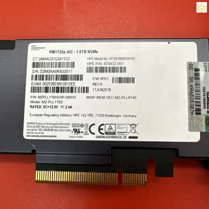 Samsung PM1725a AIC 1.6TB PCI-e NVMe FH 874432-001 MZ-PLL1T60 - 85% + Health - Computers/Tablets & Networking:Drives