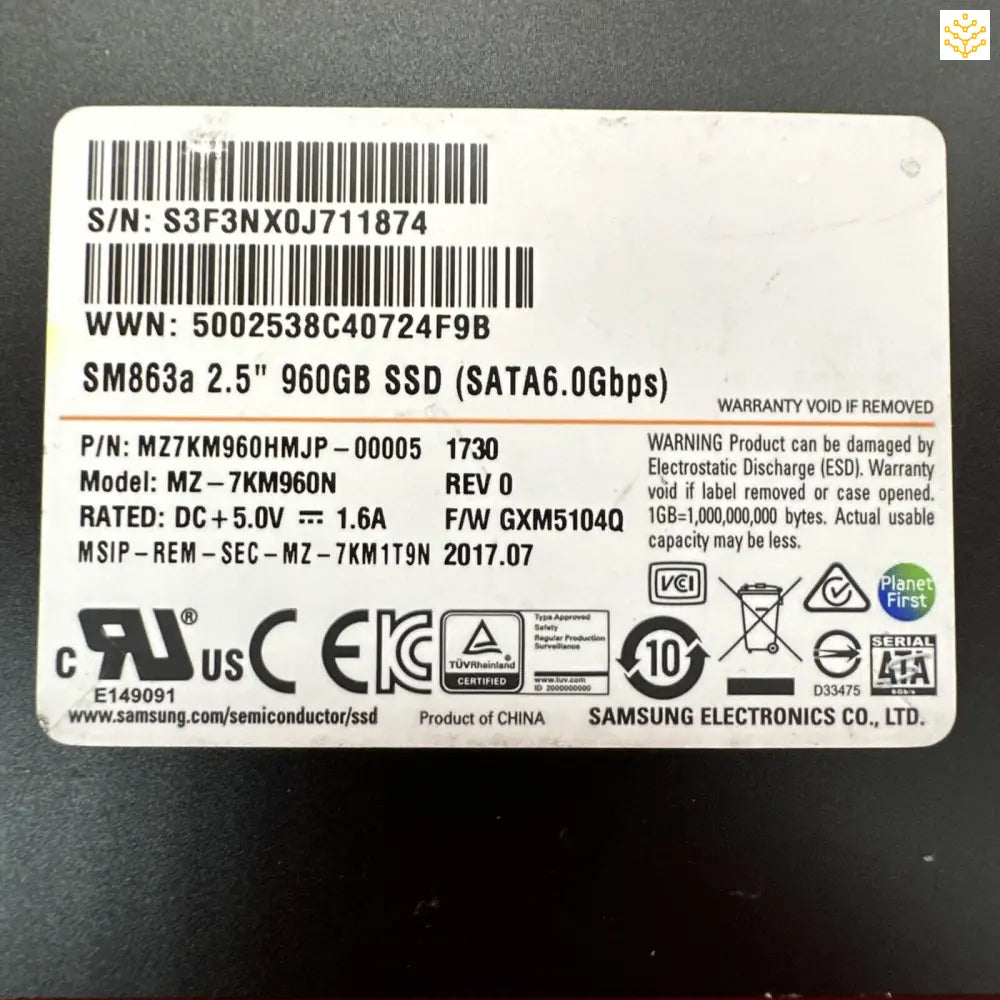 Samsung SM863a 2.5 960GB SATA III 6Gb/s SSD MZ-7KM960N - Computers/Tablets & Networking:Drives Storage & Blank