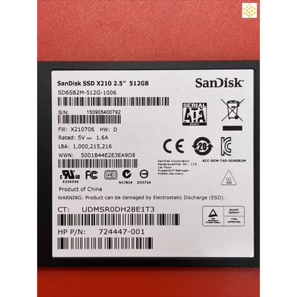 SanDisk SSD X210 2.5” 512GB SD6SB2M-512G-1006 724447-001 - Computers/Tablets & Networking:Drives Storage & Blank