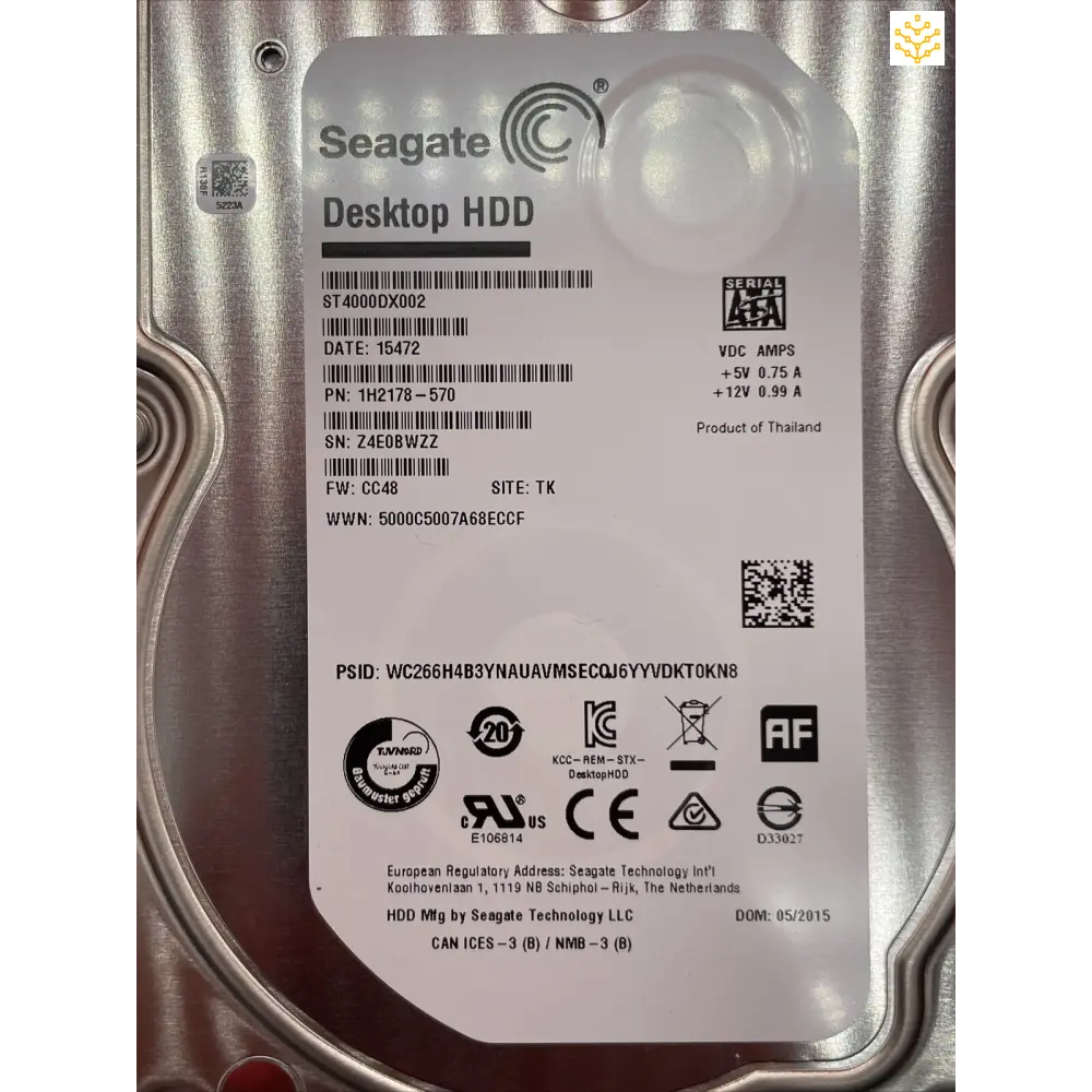 Seagate ST4000DX002 4TB SATA 7.2K 3.5 HDD 1H2178-570 - Computers/Tablets & Networking:Drives Storage & Blank Media:Hard