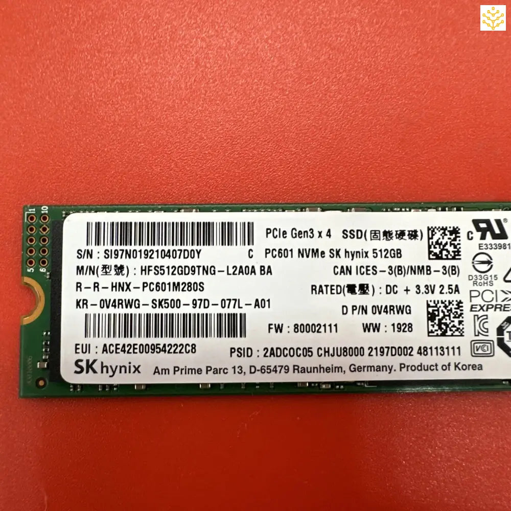 SK Hynix HFS512GD9TNG 512GB 0V4RWG PCIe Gen3 x4 NVMe M.2 SSD - Computers/Tablets & Networking:Drives Storage & Blank