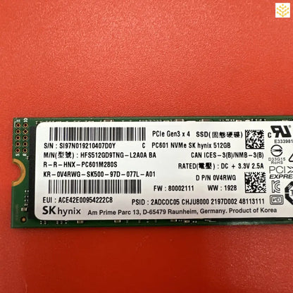 SK Hynix HFS512GD9TNG 512GB 0V4RWG PCIe Gen3 x4 NVMe M.2 SSD - Computers/Tablets & Networking:Drives Storage & Blank