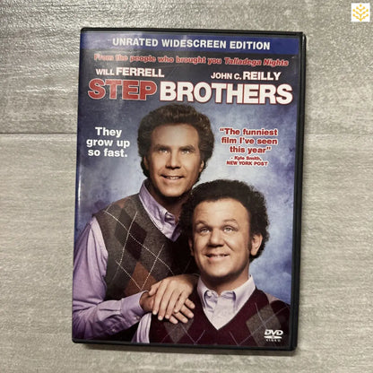 DVD case for the movie ’Step Brothers’ featuring two actors on the cover.