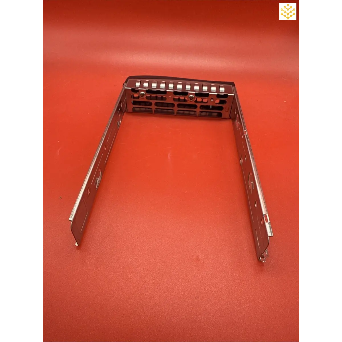 Metal hard drive caddy or tray for mounting a server or storage device.