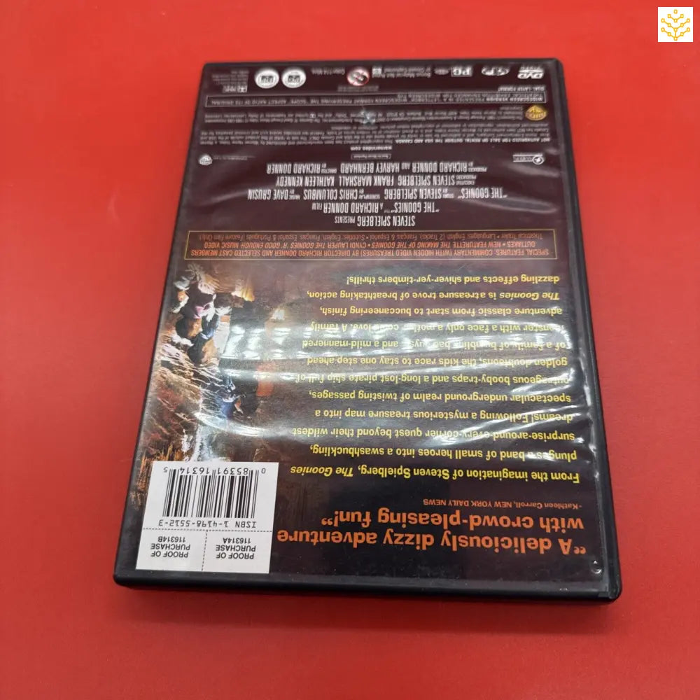 DVD case showing the back cover with text and credits against a dark background.