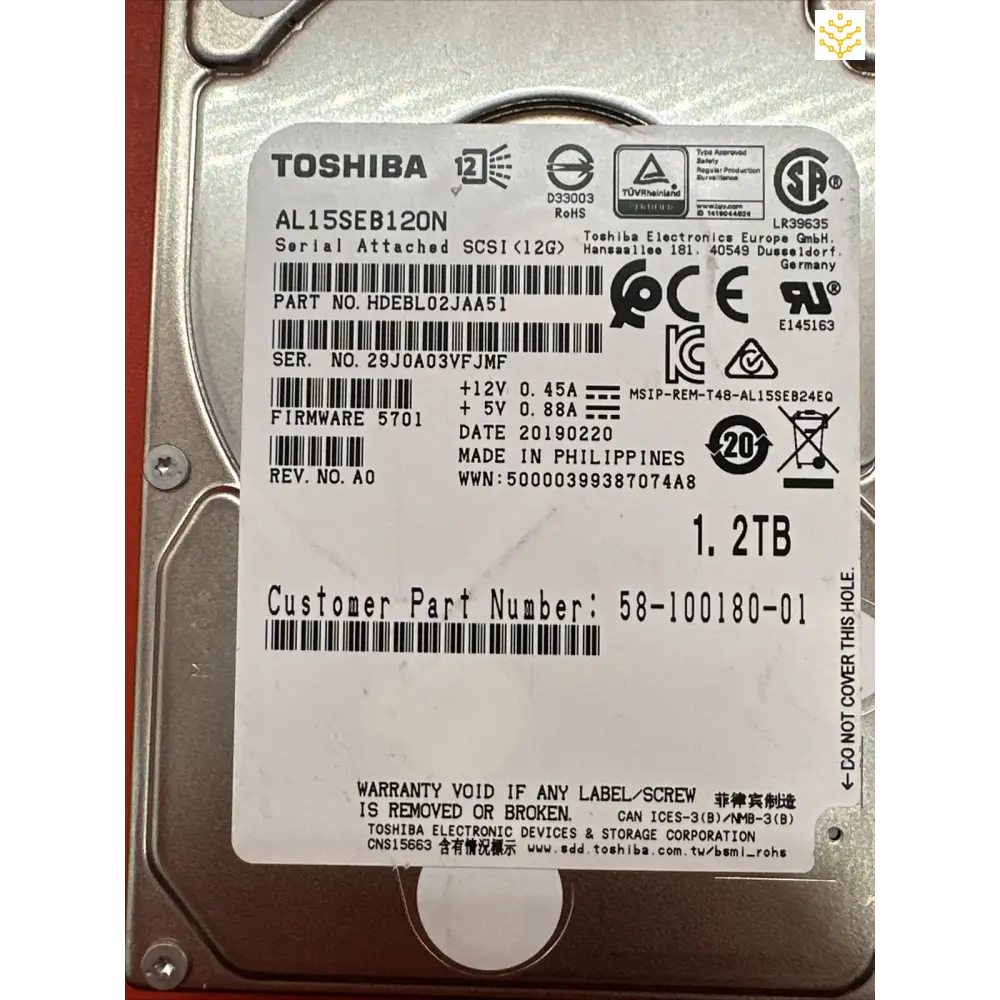 Toshiba AL15SEB120N 1.2TB SAS 10K 2.5 58-100180-01 2.5 HDD - Computers/Tablets & Networking:Drives Storage & Blank