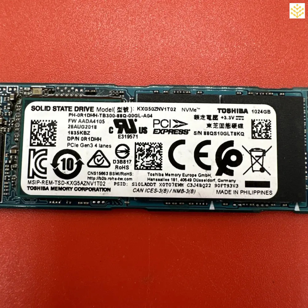 Toshiba KXG50ZNV1T02 R1DHH 0R1DHH 1TB PCIe Gen3 x4 NVMe M.2 SSD - Computers/Tablets & Networking:Drives Storage & Blank