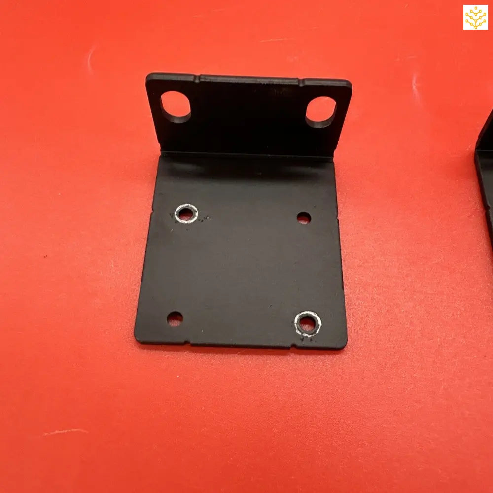 Black metal L-shaped bracket with mounting holes.