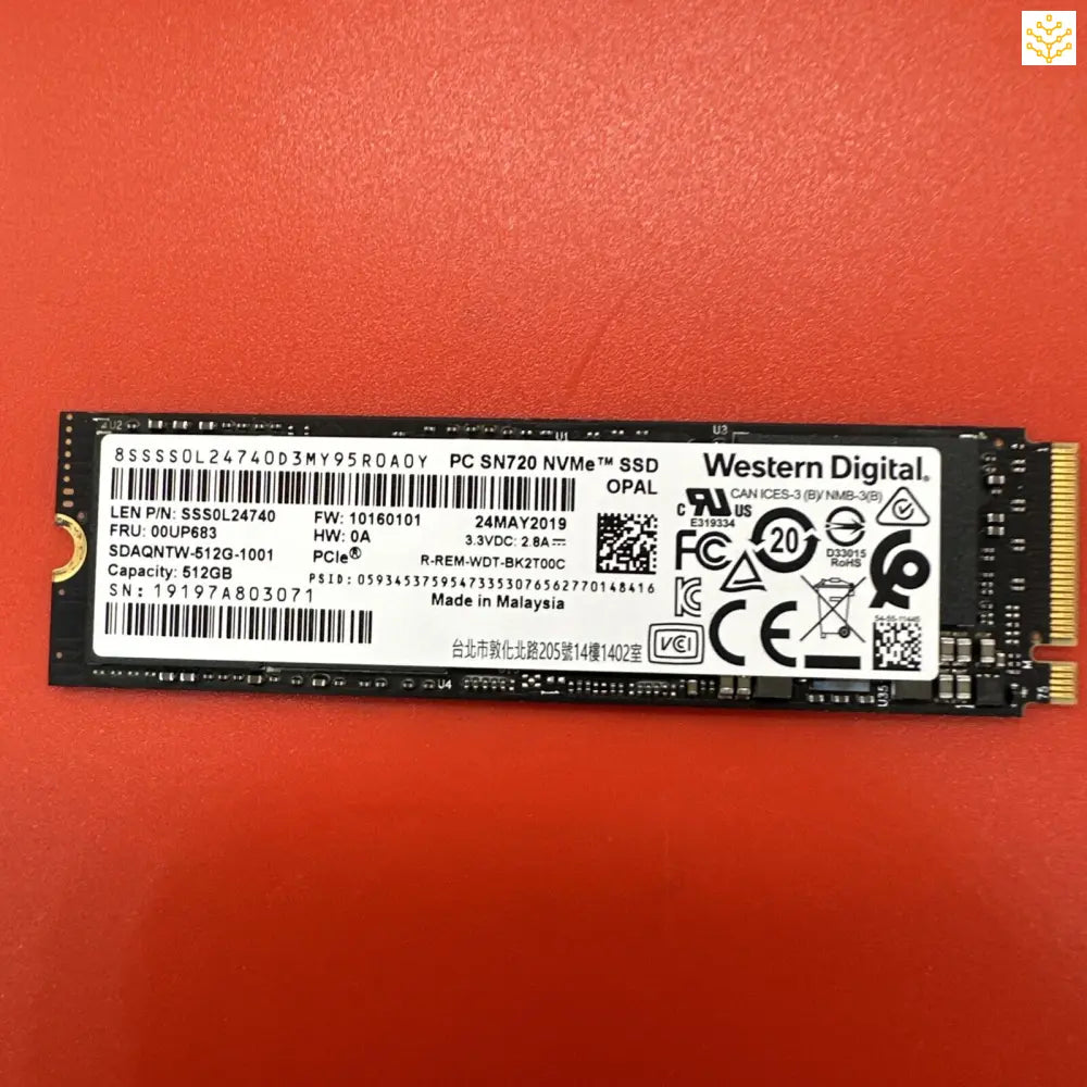 Western Digital SN720 SSS0L24740 00UP683 512GB PCIe Gen3 x4 NVMe M.2 SSD - Computers/Tablets & Networking:Drives