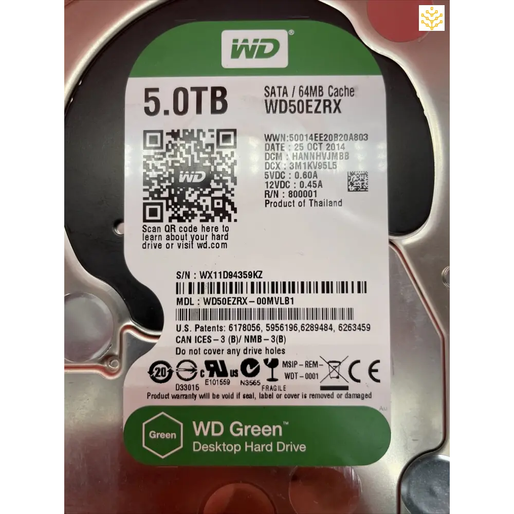 Western Digital WD50EZRX 5TB SATA 7.2K 3.5 HDD - Computers/Tablets & Networking:Drives Storage & Blank Media:Hard