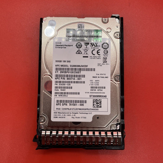 300GB 10K SAS 2.5 HP 873008-B21 in Tray